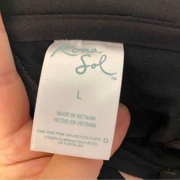 Kona Sol Black Crochet Flounce ruffle High Coverage One Piece Swimsuit L - Picture 11 of 11